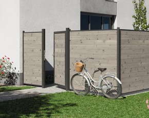 TraumGarten Sichtschutzzaun SYSTEM HOLZ Thermoholz - Holzzaun - 178 x 184 cm