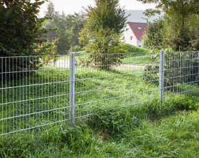 Deutsche Zauntechnik Doppelstabmattenzaun Komplettset MORITZ - Metallzaun / Vorgartenzaun - silber - 40 x 1 m