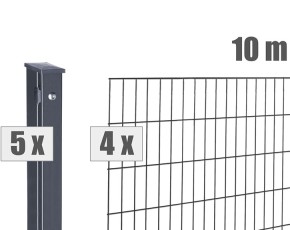Deutsche Zauntechnik Doppelstabmattenzaun Komplettset MORITZ S - Metallzaun - anthrazit - 10 x 1,4 m