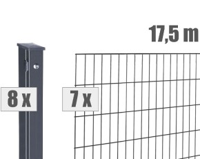 Deutsche Zauntechnik Doppelstabmattenzaun Komplettset MORITZ S - Metallzaun / Vorgartenzaun - anthrazit - 17,5 x 1,2 m