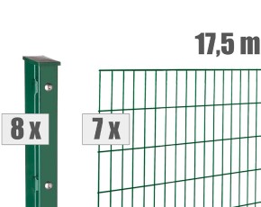 Deutsche Zauntechnik Doppelstabmattenzaun Komplettset MORITZ S - Metallzaun - moosgrün - 17,5 x 1,4 m