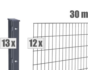 Deutsche Zauntechnik Doppelstabmattenzaun Komplettset MORITZ S - Metallzaun - anthrazit - 30 x 1,6 m