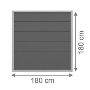 TraumGarten Sichtschutzzaun DESIGN WPC ALU Anthrazit Rechteck - 180 x 180cm