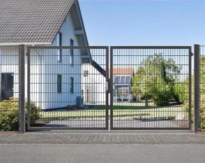 Deutsche Zauntechnik Doppelstabmattenzaun Doppeltor VARIO plus S - Gartentor / Metallzaun - anthrazit - 264 x 100 cm