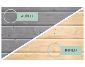 Karibu Hybrid-Gartenhaus Jupiter 4 D - 19mm Elementhaus - Geräteschuppen - Pultdach - wassergrau/weiß