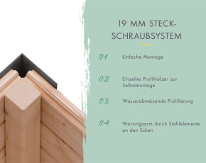 Karibu Hybrid-Gartenhaus Jupiter 3,5 B + 2,4m Anbaudach - 19mm Elementhaus - Geräteschuppen - Pultdach - terragrau/grau
