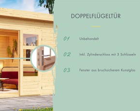 Karibu Holz-Gartenhaus Trittau 4 - 38mm Blockbohlenhaus - Pultdach - natur