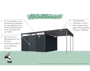 Karibu Metall-Gartenhaus Østen 3 - Elementhaus - Geräteschuppen - Pultdach - grau