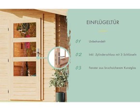 Karibu Holz-Gartenhaus Lagor 1 - 38mm Blockbohlenhaus - 2-Raum-Gartenhaus - Satteldach - natur