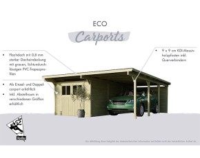 Karibu Einzelcarport Eco 2B + Einfahrtsbogen - Holz-Carport - 9cm Pfosten - Flachdach