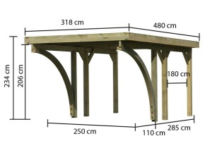 Karibu Einzelcarport Classic 1C + 2 Einfahrtsbögen - Holz-Carport - 11,5cm Pfosten - PVC-Dach