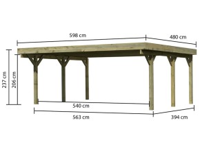 Karibu Doppelcarport Classic 1A - Holz-Carport - 11,5cm Pfosten - PVC-Dach