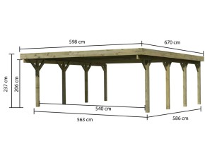Karibu Doppelcarport Classic 2A - Holz-Carport - 11,5cm Pfosten - PVC-Dach