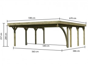 Karibu Doppelcarport Classic 2B + Einfahrtsbogen - Holz-Carport - 11,5cm Pfosten - PVC-Dach