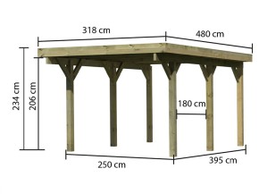 Karibu Einzelcarport Classic 1A - Holz-Carport - 11,5cm Pfosten - Stahl-Dach