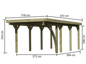 Karibu Einzelcarport Classic 2B + Einfahrtsbogen - Holz-Carport - 11,5cm Pfosten - Stahl-Dach