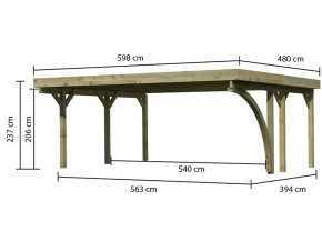 Karibu Doppelcarport Classic 1B + Einfahrtsbogen - Holz-Carport - 11,5cm Pfosten - Stahl-Dach