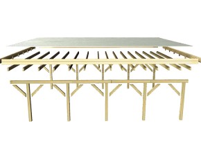 Karibu Doppelcarport Classic 2B + Einfahrtsbogen - Holz-Carport - 11,5cm Pfosten - Stahl-Flachdach