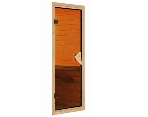 Karibu Innensauna Minja + 3,6kW Plug&Play Bio-Kombiofen + externe Steuerung Easy Bio - 68mm Elementsauna - Ganzglastür bronziert - 230V Sauna