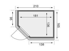 Karibu Innensauna Saja + Dachkranz + 3,6kW Plug&Play Bio-Kombiofen + externe Steuerung Easy Bio - 68mm Elementsauna - Ganzglastür bronziert - 230V Sauna - Ecksauna