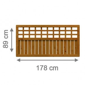 TraumGarten Sichtschutzzaun Como Rechteck mit Gitter braun lasiert - 178 x 89 cm