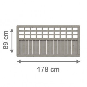 TraumGarten Vorgartenzaun COMO Grau Rechteck mit Gitter - Nadelholz lasiert - 178 x 89 cm - Auslaufmodell