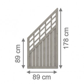 TraumGarten Sichtschutzzaun COMO Grau Anschluss mit Gitter - 89 x 178 auf 89 cm - Auslaufmodell