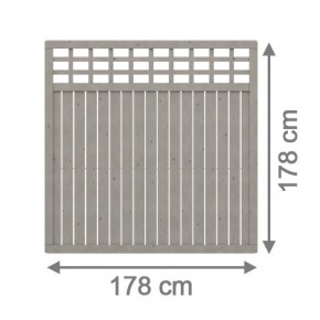 TraumGarten Sichtschutzzaun Nadelholz Como Rechteck mit Gitter grau lasiert - 178 x 178 cm
