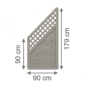 TraumGarten Sichtschutzzaun Nadelholz Arzago Anschluss mit Gitter grau lasiert - 90 x 179 auf 90 cm