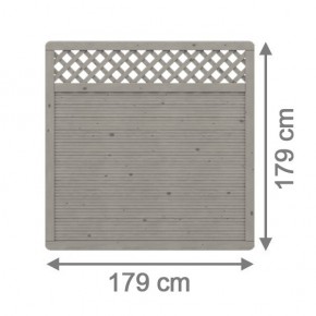 TraumGarten Sichtschutzzaun Nadelholz Arzago Rechteck mit Gitter grau lasiert - 179 x 179 cm