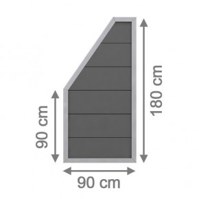 TraumGarten Sichtschutzzaun DESIGN WPC ALU Anthrazit Anschluss - 90 x 180 auf 90 cm