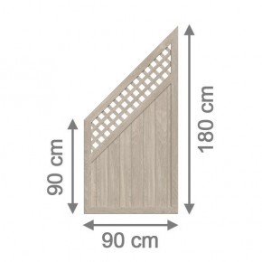 TraumGarten Sichtschutzzaun Kunststoff Longlife Riva Anschluss mit Gitter polareiche - 90 x 180 auf 90 cm