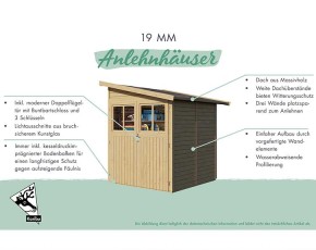 Karibu Holz-Gartenhaus Wandlitz 4 - 19mm Elementhaus - Anlehngartenhaus - Geräteschuppen - Pultdach - natur