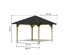 Karibu Gartenpavillon Cordoba + Dachschindeln Rechteck Schwarz - Holz - 4-Eck-Pavillon