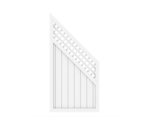 TraumGarten Sichtschutzzaun LONGLIFE RIVA Weiß Anschluss mit Gitter - Kunststoffzaun - 90 x 180 auf 90 cm