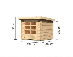 Karibu Holz-Gartenhaus Bastrup 2 - 28mm Blockbohlenhaus - Pultdach - natur