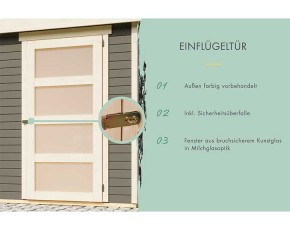 Karibu Holz-Gartenhaus Schwandorf 3 - 19mm Elementhaus - 5-Eck-Gartenhaus - Flachdach - terragrau