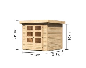 Karibu Holz-Gartenhaus Askola 2 - 19mm Elementhaus - Flachdach - natur