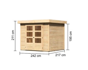 Karibu Holz-Gartenhaus Askola 3 - 19mm Elementhaus - Flachdach - natur
