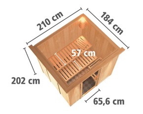 Karibu Innensauna Sodin + Dachkranz - 68mm Elementsauna - Energiespartür