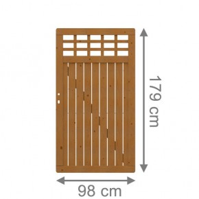 TraumGarten Gartentor Nadelholz Como mit Gitter braun lasiert - 98 x 179 cm
