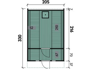 Finnhaus Wolff Fasssauna Basic 330 + Vorraum + schwarze Dachschindeln - 42mm Gartensauna - Bausatz - natur