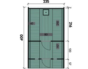 Finnhaus Wolff Fasssauna Sunny 2440 + Vorraum + Terrasse + schwarze Dachschindeln - 42mm Gartensauna - Bausatz - Thermoholz