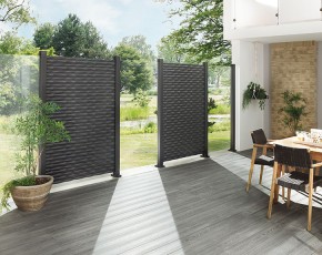 TraumGarten Sichtschutzzaun SYSTEM FLOW Anthrazit Rechteck geschlossen - 120 x 180 cm
