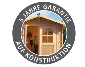 Karibu Holz-Gartenhaus Schwandorf 5 + 2,4m Anbaudach - 19mm Elementhaus - 5-Eck-Gartenhaus - Flachdach - terragrau