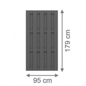TraumGarten Sichtschutzzaun Jumbo WPC Rechteck anthrazit - 95 x 179 cm