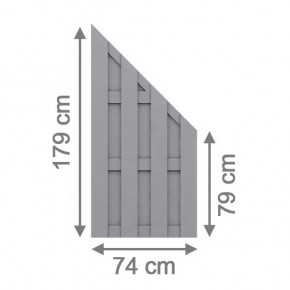 TraumGarten Sichtschutzzaun JUMBO WPC Grau Anschluss - 74 x 179 auf 90 cm