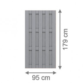 TraumGarten Sichtschutzzaun JUMBO WPC Grau Rechteck - 95 x 179 cm