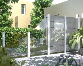 TraumGarten Sichtschutzzaun SYSTEM GLAS ALPHA Rechteck - Glaszaun - 120 x 180 cm