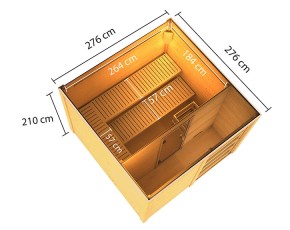 Karibu Gartensauna Cuben + Vorraum + Dachfolie - 38mm Saunahaus - Flachdach - natur